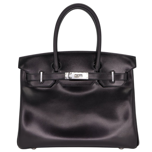 Herm�s 30cm Birkin Black Box Calf Leather Palladium Hardware