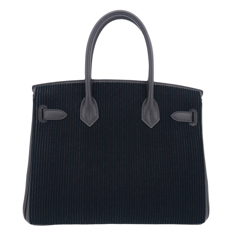 Herm�s 30cm Birkin Black C√¥te √† C√¥te Tuffetage Caban Swift Leather Palladium Hardware