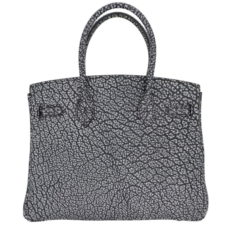 Herm�s 30cm Birkin Black Dalmatian Buffalo Leather Palladium Hardware