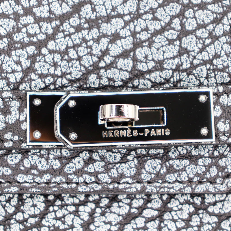 Herm�s 30cm Birkin Black Dalmatian Buffalo Leather Palladium Hardware