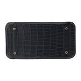 Herm�s 30cm Birkin Black Matte Alligator Gold Hardware