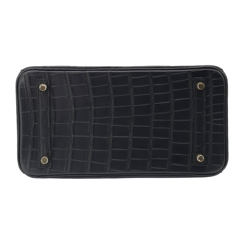 Herm�s 30cm Birkin Black Matte Alligator Gold Hardware