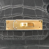 Herm�s 30cm Birkin Black Matte Alligator Gold Hardware