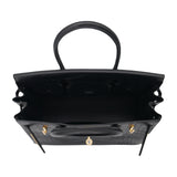 Herm�s 30cm Birkin Black Matte Alligator Gold Hardware