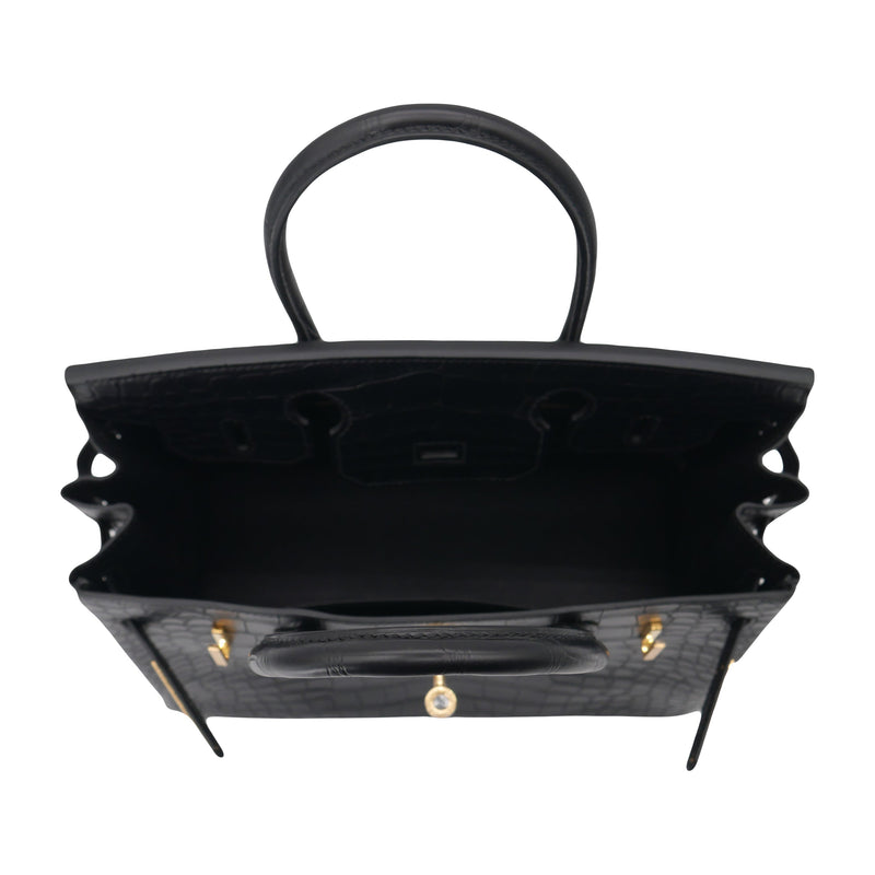 Herm�s 30cm Birkin Black Matte Alligator Gold Hardware
