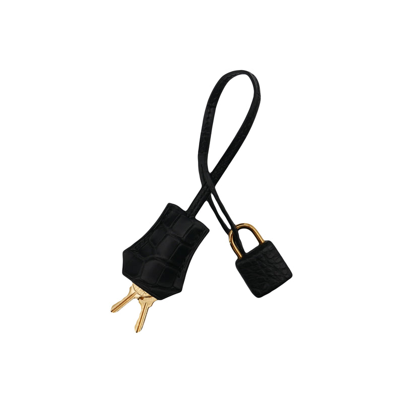 Herm�s 30cm Birkin Black Matte Alligator Gold Hardware