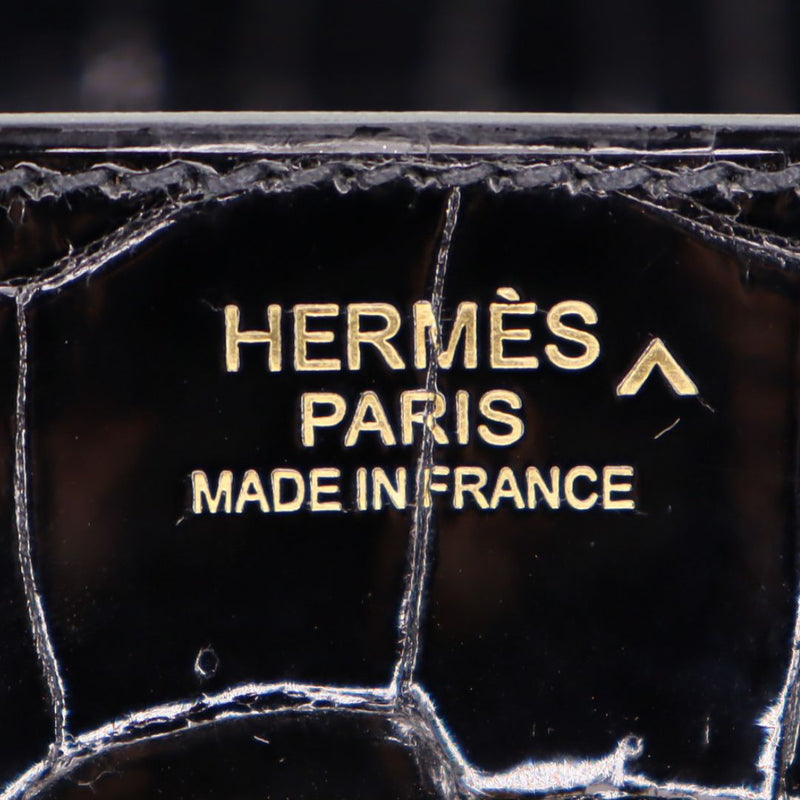 Herm�s 30cm Birkin Black Shiny Crocodile Porosus Gold Hardware