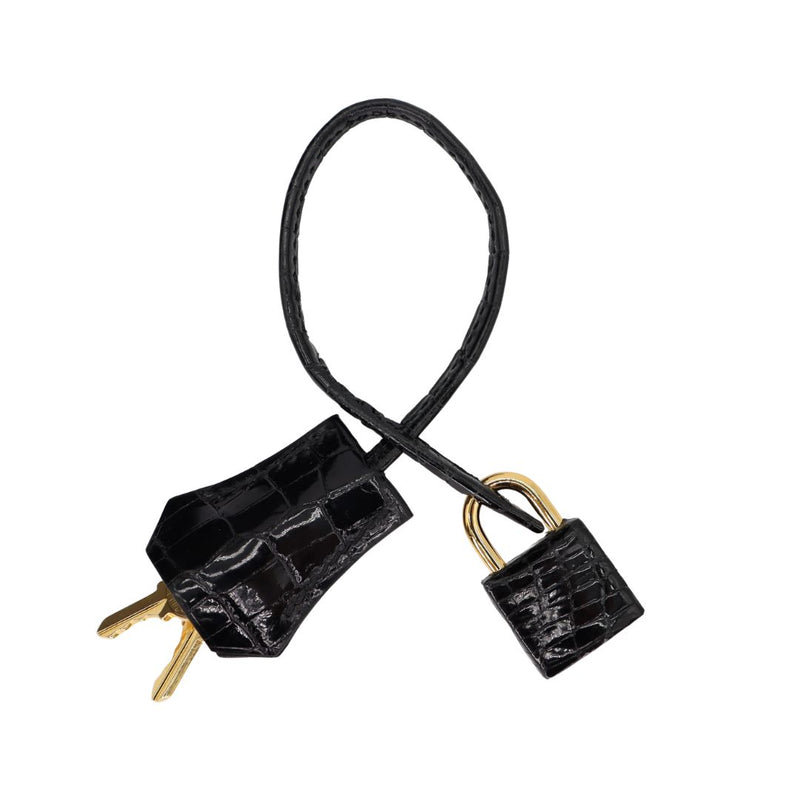 Herm�s 30cm Birkin Black Shiny Crocodile Porosus Gold Hardware