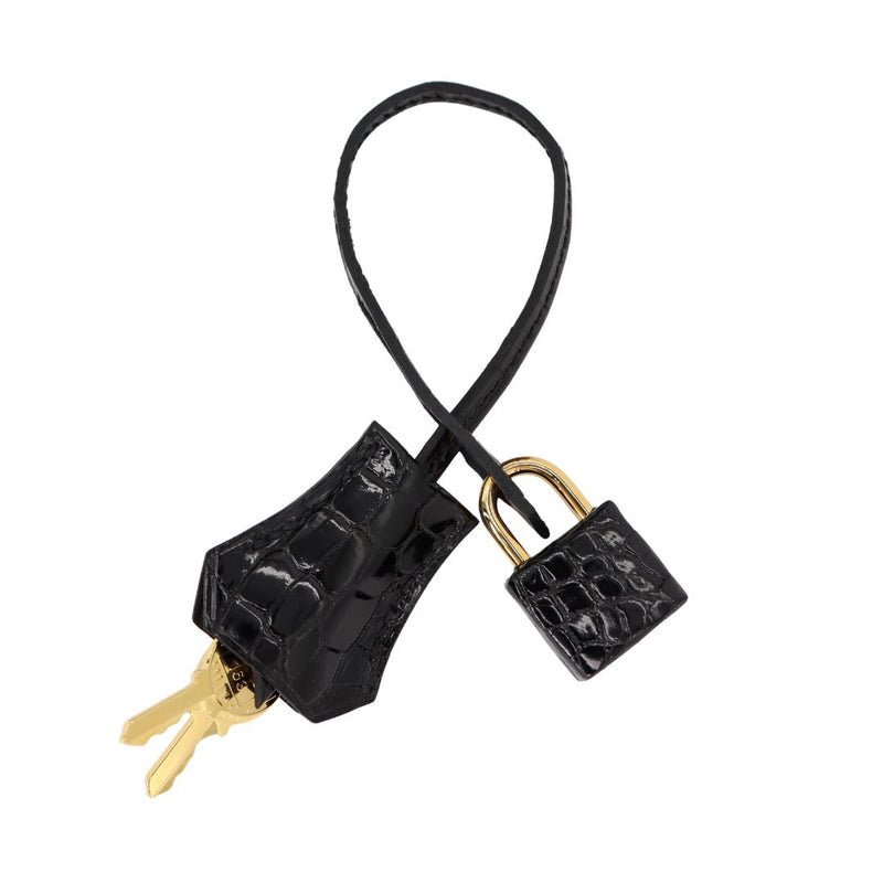 Herm�s 30cm Birkin Black Shiny Niloticus Crocodile Gold Hardware