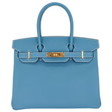 Herm�s 30cm Birkin Bleu Jean Epsom Leather Gold Hardware