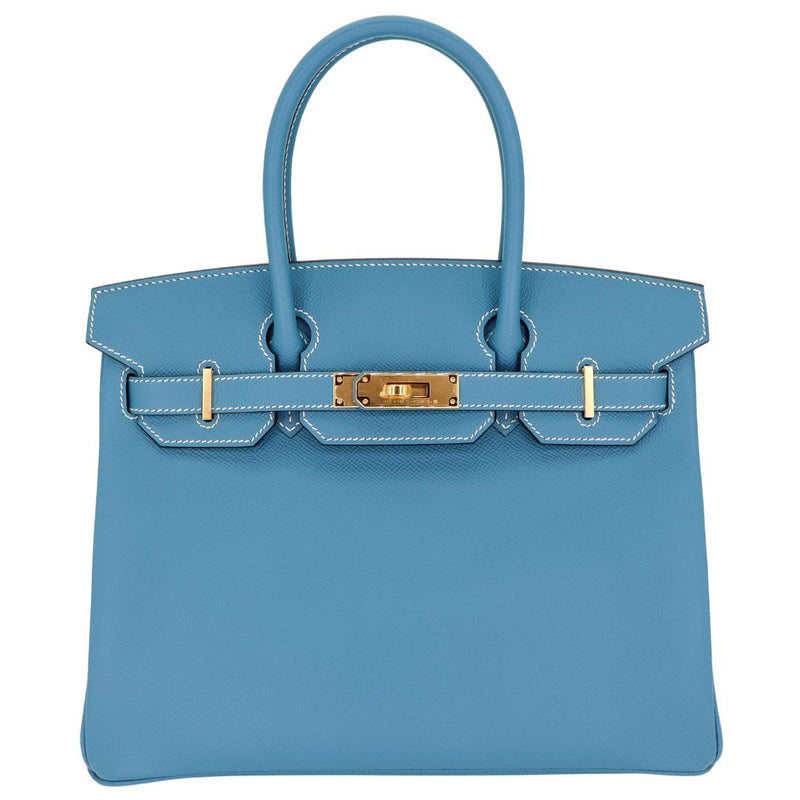 Herm�s 30cm Birkin Bleu Jean Epsom Leather Gold Hardware