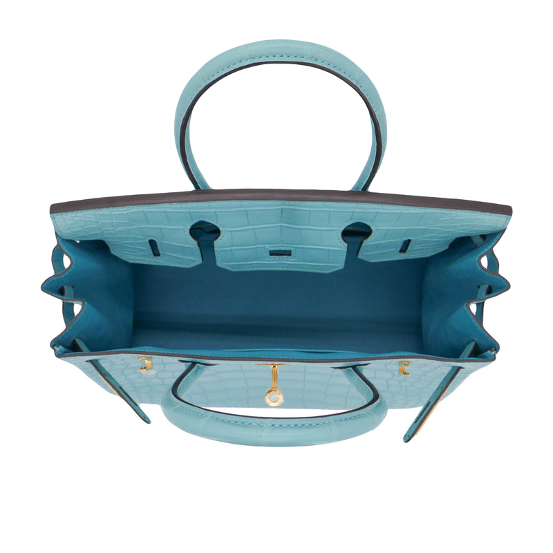 Herm�s 30cm Birkin Bleu Saint Cyr Matte Alligator Gold Hardware