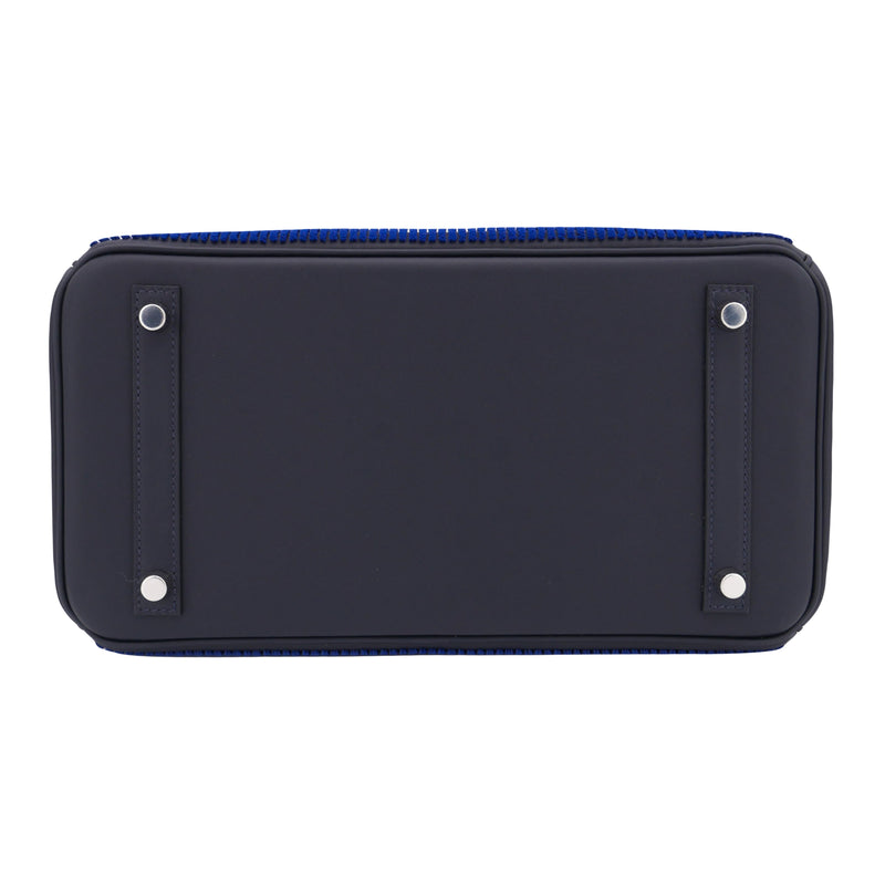 Herm�s 30cm Birkin Bleu Saphir C√¥te √† C√¥te Tuffetage Caban Swift Leather Palladium Hardware