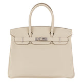 Herm�s 30cm Birkin Craie Togo Leather Palladium Hardware