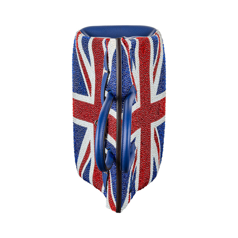 Herm�s 30cm Birkin Customized Union Jack Swarovski Crystal Palladium Hardware