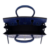 Herm�s 30cm Birkin Sellier Indigo Aizome Matte Porosus Crocodile Palladium Hardware