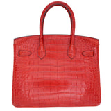 Herm�s 30cm Birkin Verso Rouge H/Orange Poppy Matte Alligator Gold Hardware