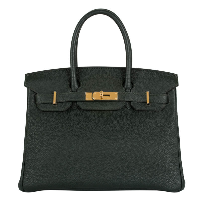 Herm�s 30cm Birkin Vert Fonce Togo Leather Gold Hardware