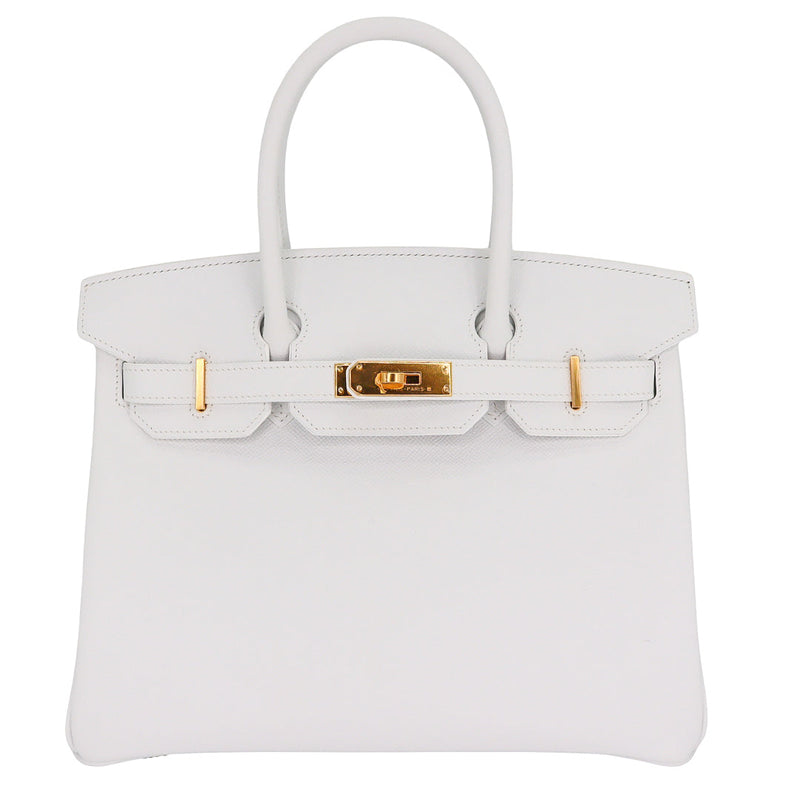 Herm�s 30cm Birkin White Epsom Leather Gold Hardware