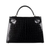 Herm√®s 32cm Kelly Sellier Black Shiny Nilo PHW