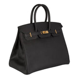 Herm�s 35cm Birkin Black Epsom Leather Gold Hardware