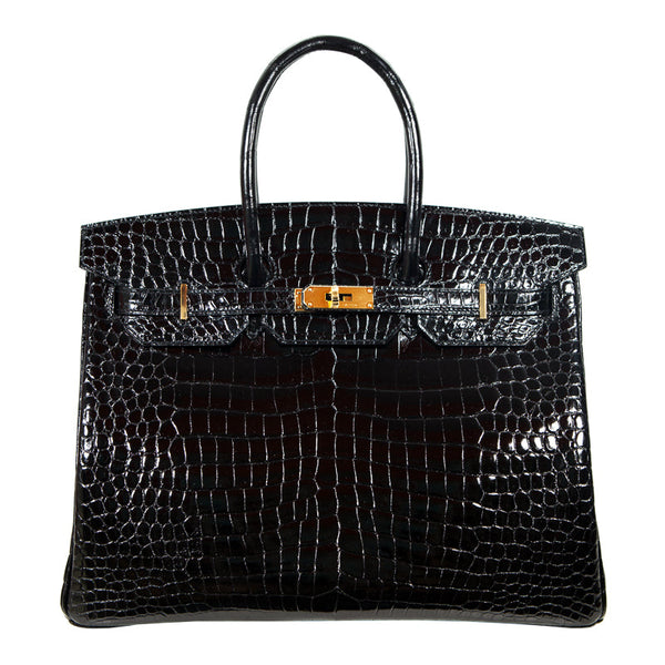 Herm√®s 35cm Birkin Black Porosus GHW