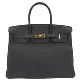 Herm�s 35cm Birkin Black Togo Leather Gold Hardware