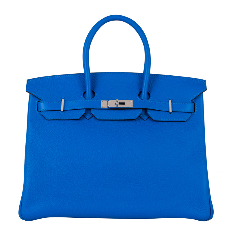 Herm√®s 35cm Birkin Bleu Hydra Clemence PHW