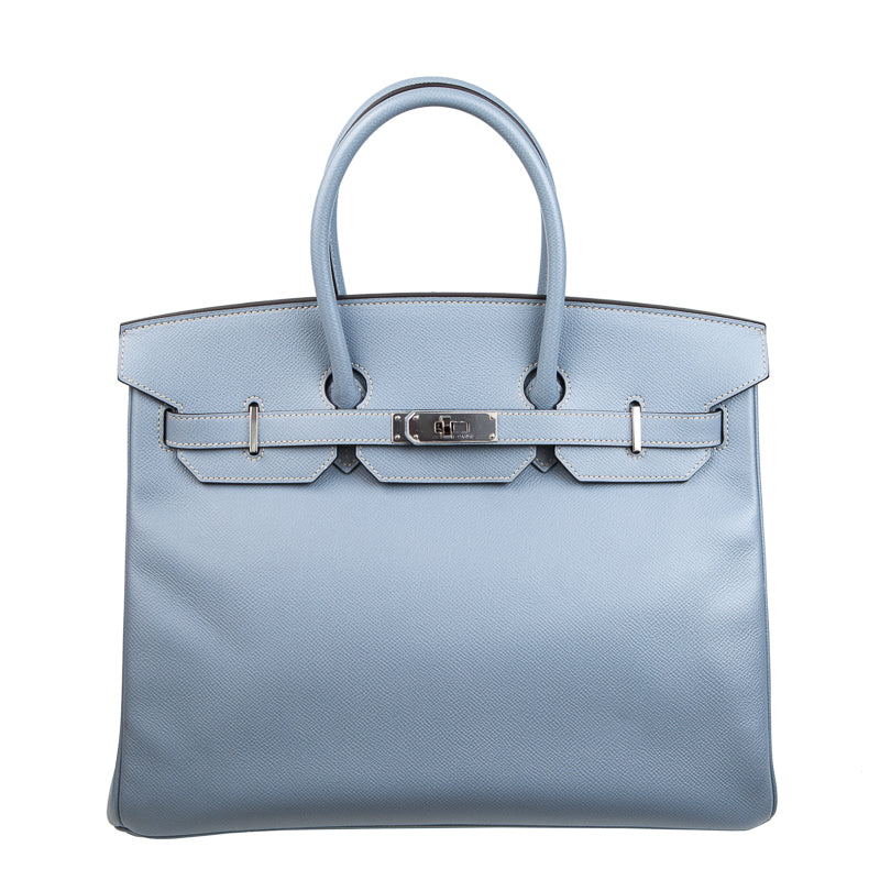 Herm√®s 35cm Birkin Bleu Lin Epsom PHW