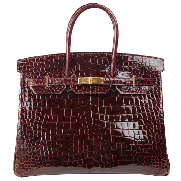 Herm√®s 35cm Birkin Bordeaux Porosus GHW