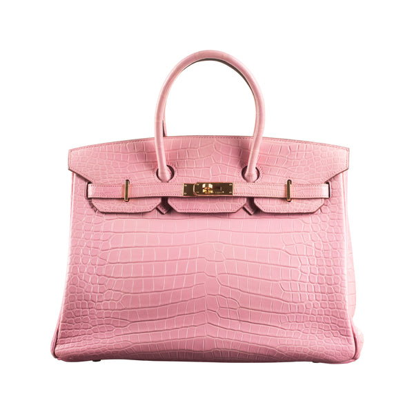 Herm√®s 35cm Birkin Bubblegum Matte Alligator GHW