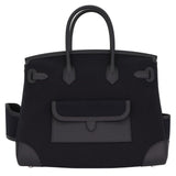 Herm�s 35cm Birkin Cargo Black Canvas Swift Leather Palladium Hardware