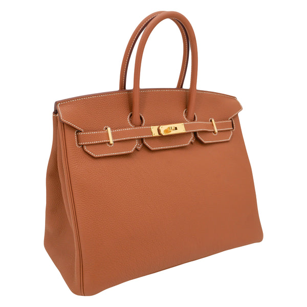 Herm�s 35cm Birkin Gold Togo Leather Gold Hardware