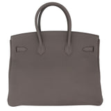 Herm�s 35cm Birkin Gris Etain Togo Leather Palladium Hardware
