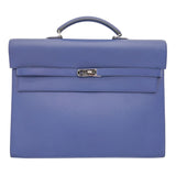 Herm�s 38cm Kelly Depeche Bleu Saphir Epsom Leather Palladium Hardware