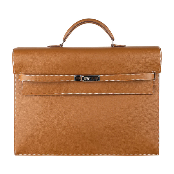 Herm�s 38cm Kelly Depeche Gold Epsom Leather Palladium Hardware