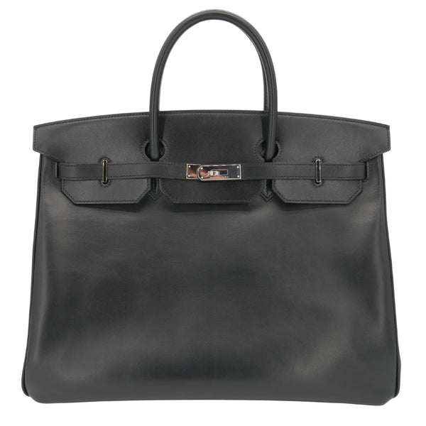 Herm�s 40cm Birkin Black Box Calf Leather Palladium Hardware