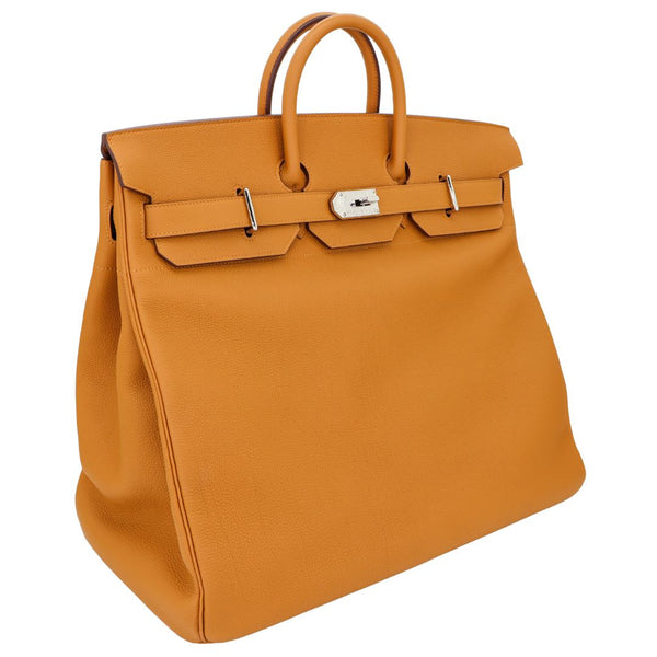 Herm�s 50cm Birkin HAC Caramel Togo Leather Palladium Hardware