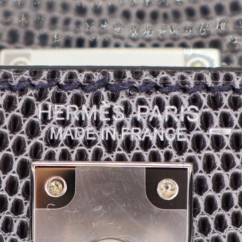 Herm�s Kelly Mini II Ardoise Shiny Lizard Palladium Hardware