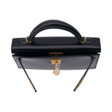 Herm�s Kelly Mini II Black Box Calf Leather GHW