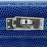 Herm�s Kelly Mini II Bleu Saphir Shiny Lizard PHW