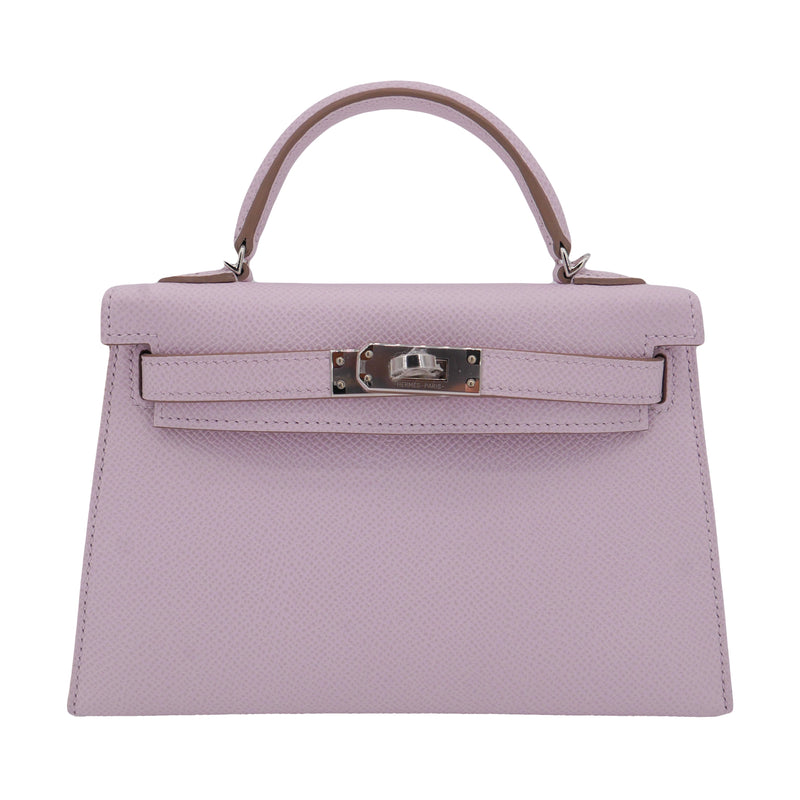 Herm�s Kelly Mini II Mauve Pale Epsom Leather PHW