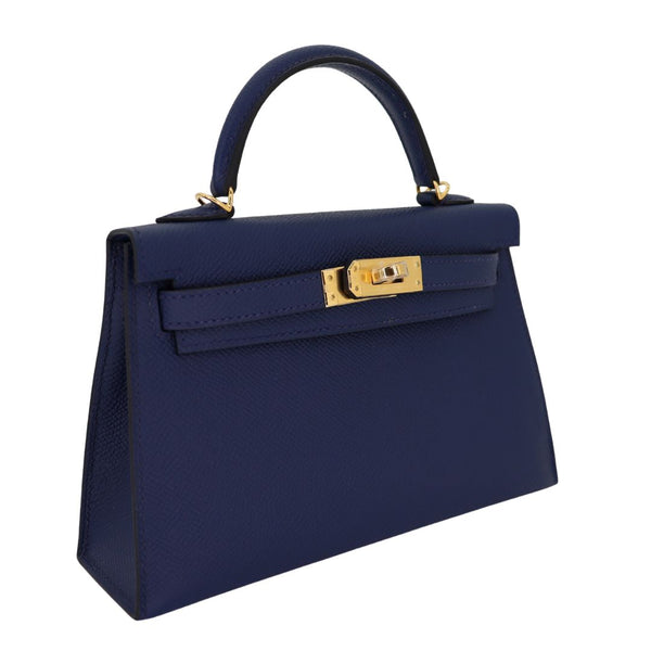 Herm�s Kelly Mini II Navy Epsom Leather GHW