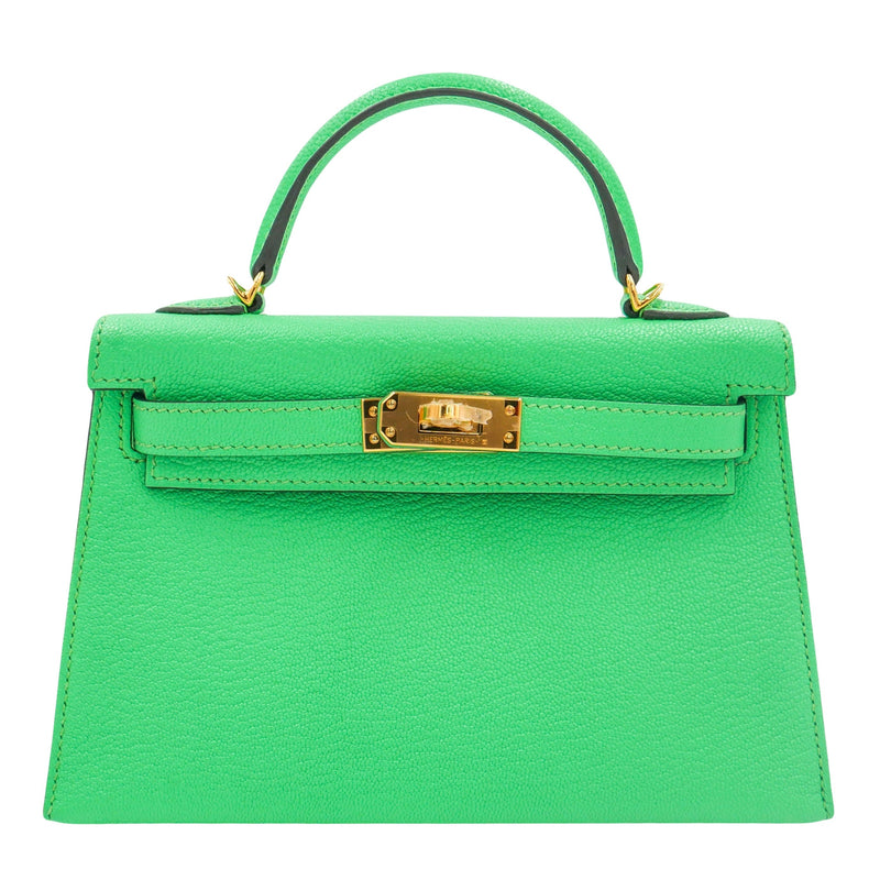 Herm�s Kelly Mini II Vert Comic Ch√®vre Leather GHW