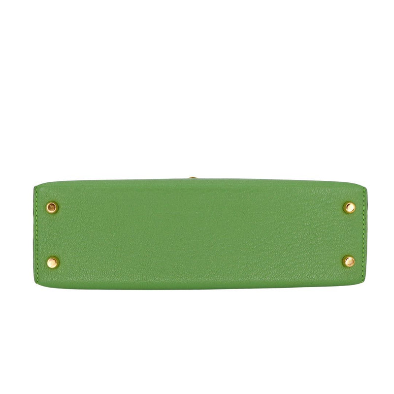 Herm�s Kelly Mini II Vert Criquet Ch√®vre Leather Gold Hardware