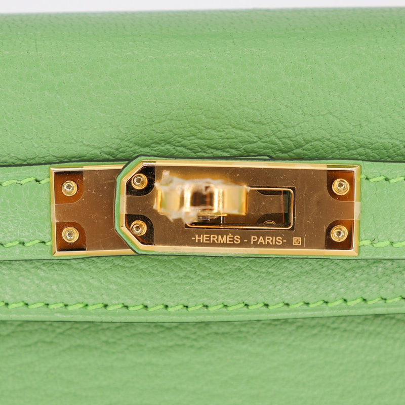 Herm�s Kelly Mini II Vert Criquet Ch√®vre Leather Gold Hardware