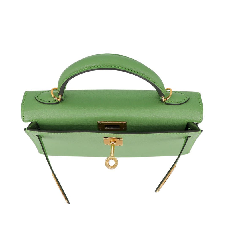 Herm�s Kelly Mini II Vert Criquet Ch√®vre Leather Gold Hardware