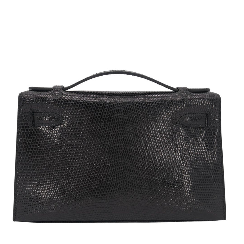 Herm�s Kelly Pochette Black Shiny Lizard RGHW