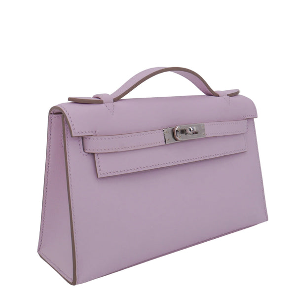 Herm�s Kelly Pochette Mauve Pale Swift Leather PHW