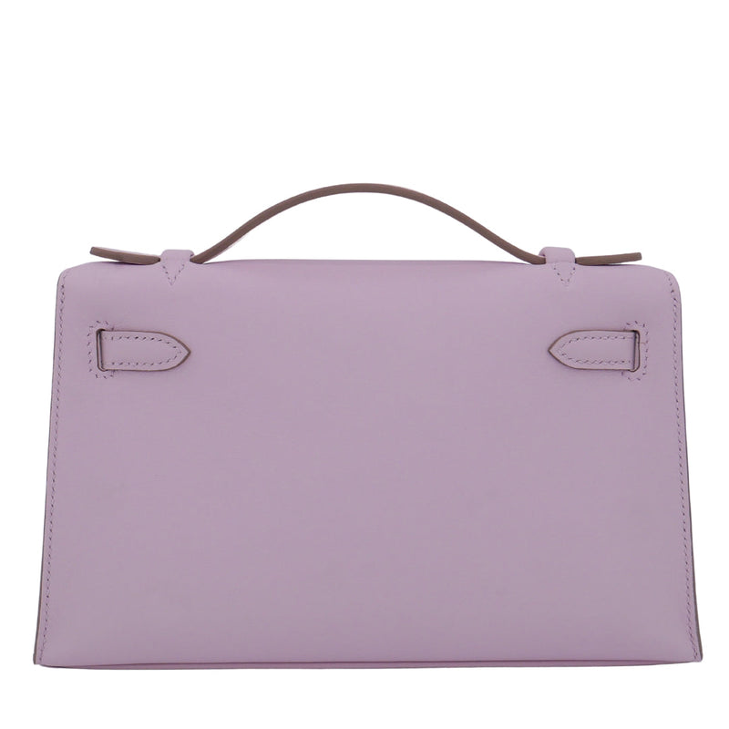 Herm�s Kelly Pochette Mauve Pale Swift Leather PHW